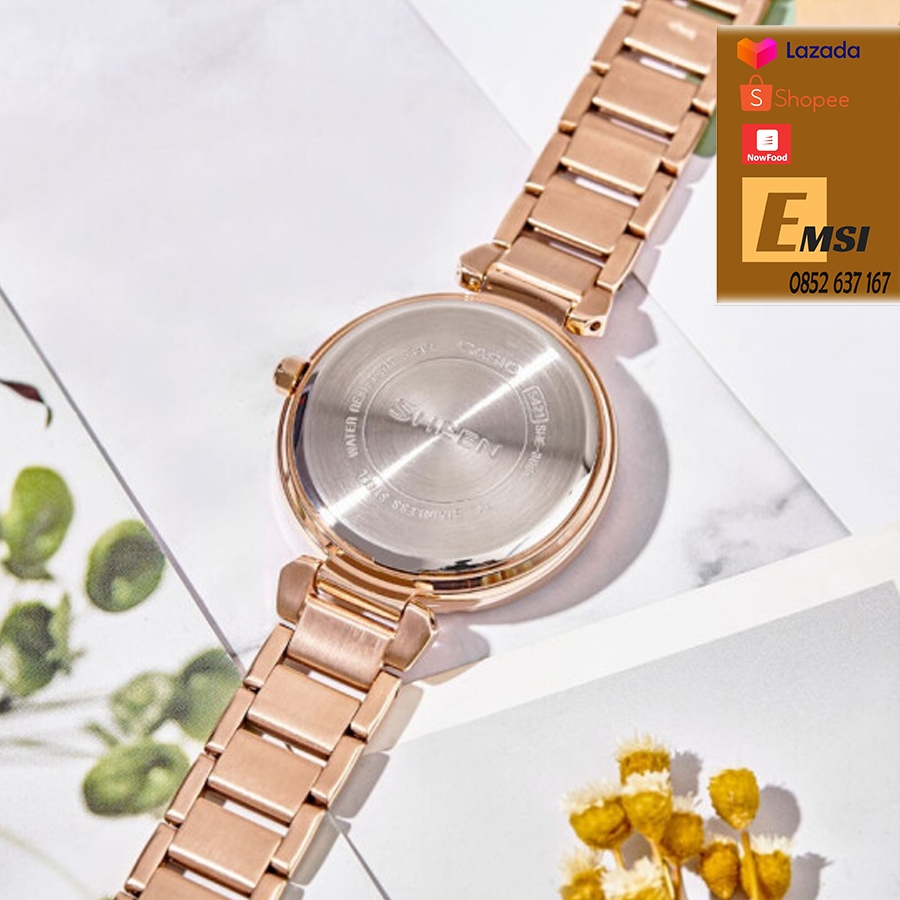 Đồng Hồ Casio Nữ Sheen SHE-3061PG-7BVDF Dây Kim Loại - Dây Kim Loại Mạ Vàng Hồng
