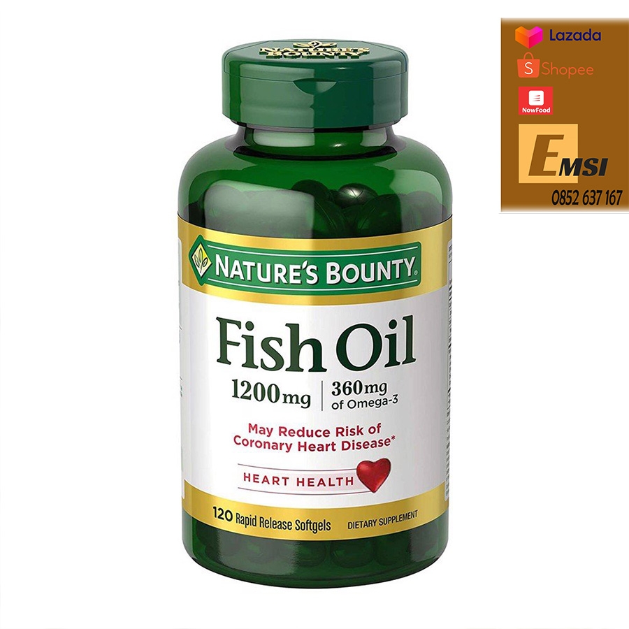 Viên uống dầu cá trợ tim, sáng mắt Nature’s Bounty Fish Oil 1400mg 130 Softgels