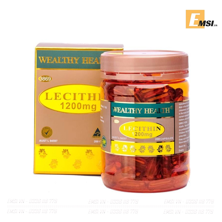 Viên Uống Mầm Đậu Nành Lecithin Wealthy Health 1200mg Úc