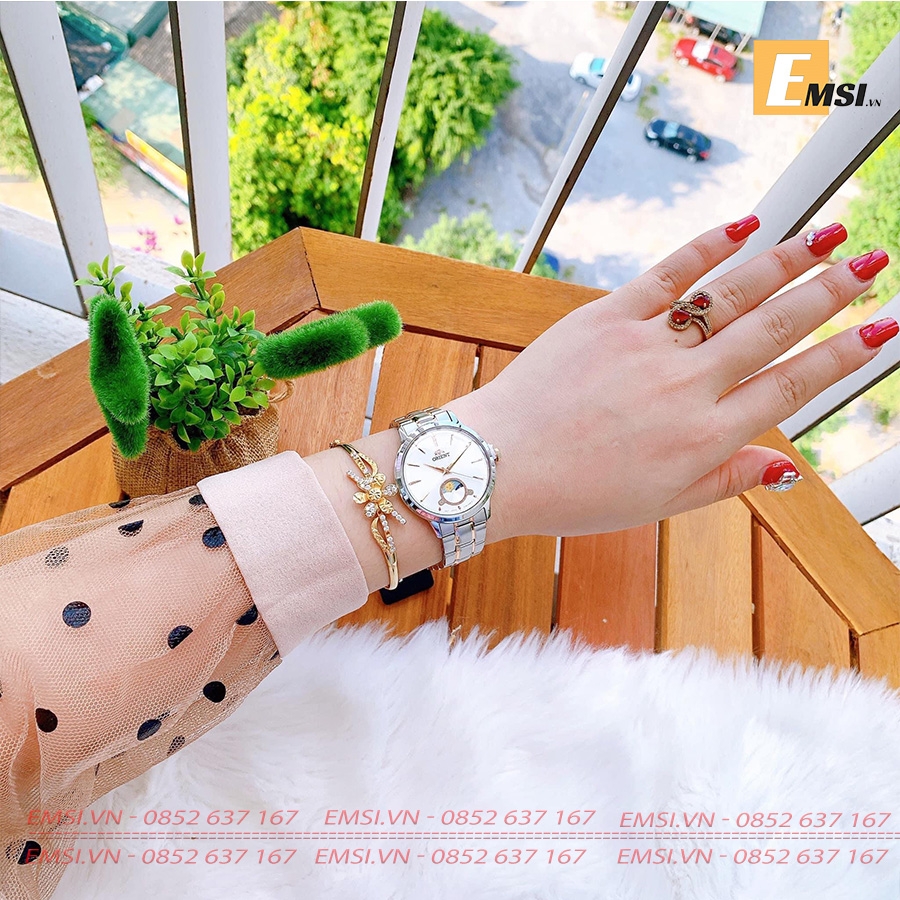 Đồng Hồ Cặp Orient Sun & Moon RA-AS0101S10B ( Nam ) / RA- KB0001S10B ( Nữ ) Automatic  Dây Sắt Demi Rose -Emsi.vn