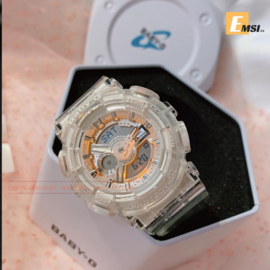BA-110CR-7ADR | Đồng Hồ Casio | Baby-G | Nữ | Dây Nhựa Màu Trắng | Chống Nước 100m - Emsi.vn