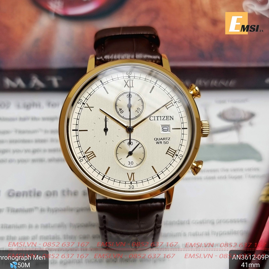 Citizen AN3612-09P - Đồng Hồ Nam - Pin / Quartz - Kính Khoáng - Size Mặt 41mm - Bảo Hành 5 Năm - Chính Hãng