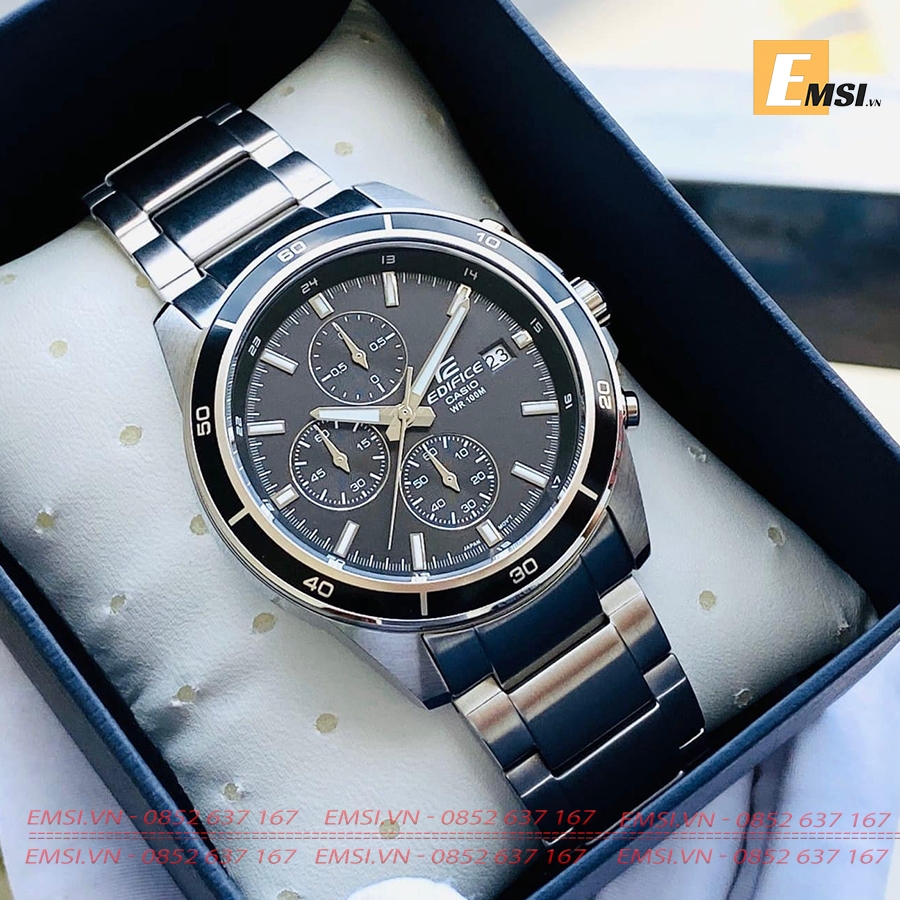 Đồng hồ Nam Casio Edifice EFR-526D-1AV -  Dây kim loại - Mặt đen Viền đen