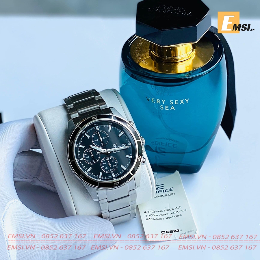 Đồng hồ Nam Casio Edifice EFR-526D-1AV -  Dây kim loại - Mặt đen Viền đen
