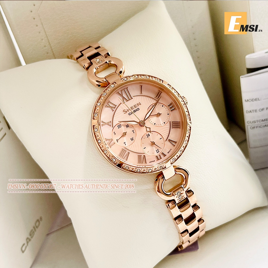 Đồng Hồ Casio Nữ SHE-3067PG-4AUDF Dây Thép Không Gỉ SIZE 38.8 mm - Emsi.vn