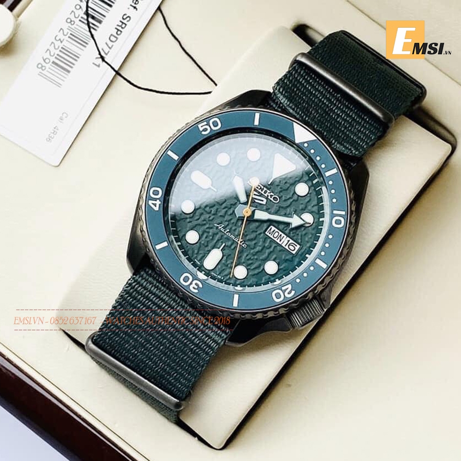 Đồng Hồ Nam - Seiko 5 Sports SRPD77K1 Dark Green Camo Authentic - Emsi.vn