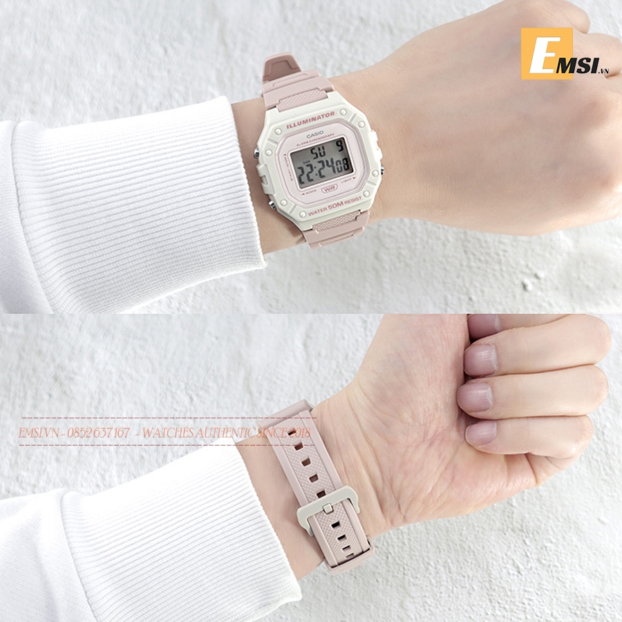 W-218HC-4A2 | Đồng Hồ Casio | Dây Nhựa | Mặt Vuông | Chống Nước WR50M