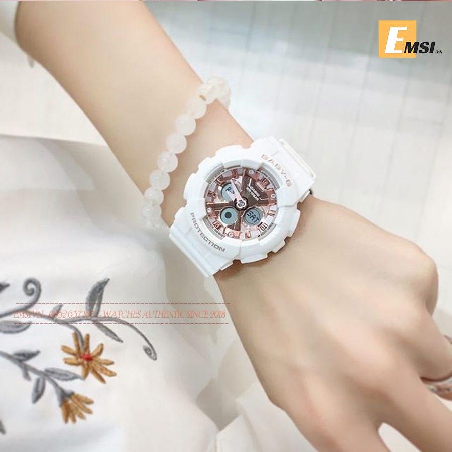 Đồng Hồ Nữ  | BA-130-7A1 | Đồng Hồ Casio | Baby-G | Nữ | Dây Nhựa | Mặt Mạ Vàng Hồng | Chống Nước WR100M- Emsi.vn