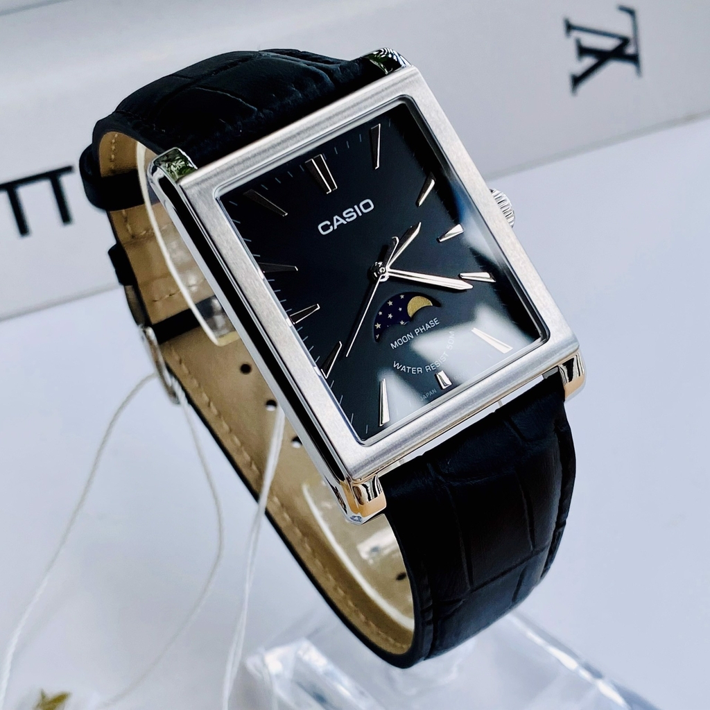 Đồng hồ nam Casio Moonphase MTP-M105L-1AVDF | Dây Da | Chu Kỳ Mặt Trăng