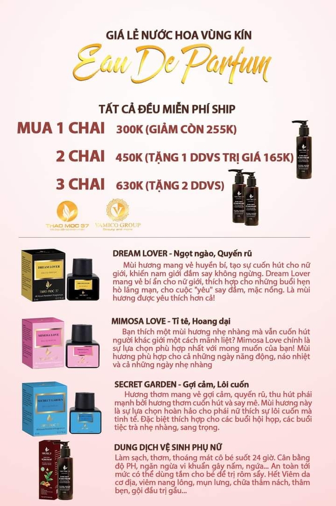 COMBO 3 NƯỚC HOA VÙNG KÍN THẢO MỘC 37 TẶNG 2 DUNG DỊCH VỆ SINH