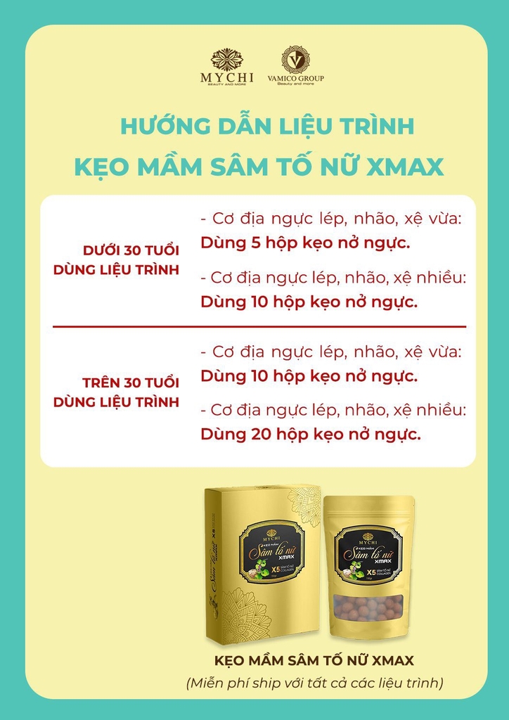 KẸO MẦM SÂM TỐ NỮ CHÍNH HÃNG - XMAX MYCHI- VUA NỞ NGỰC NỮ HOÀNG NỘI TIẾT