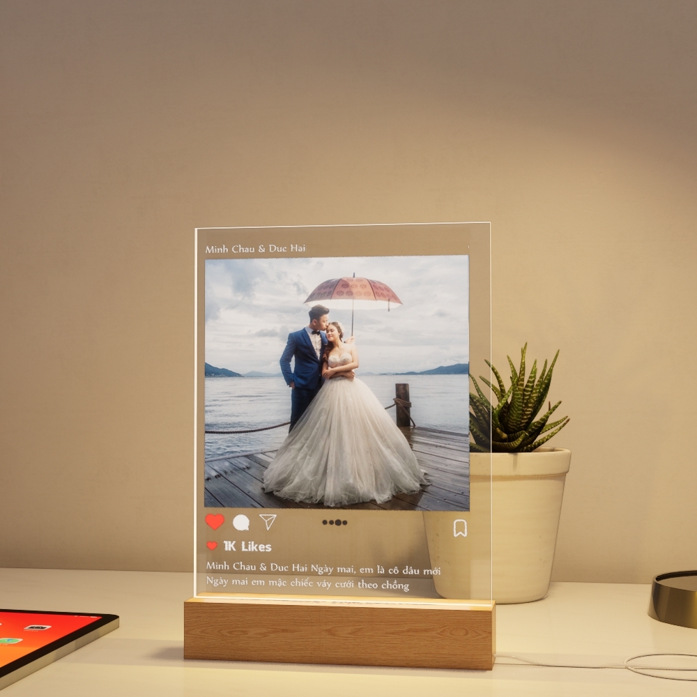 Đèn Led 3D Khắc Hình Theo Yêu Cầu -  Đèn Led 7 Màu, Đèn Ngủ Led 3d Đám Cưới