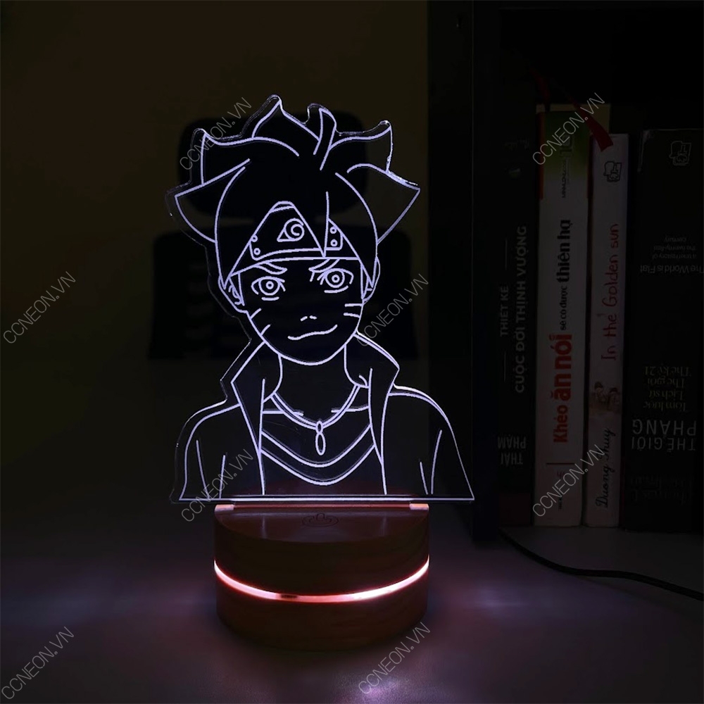 Đèn Led 3D Boruto - Naruto, Đèn Led 16 Màu Hình Nhân Vật Hoạt Hình, Đèn Ngủ Led 3d, Cảm Ứng , Điều Khiển Từ Xa