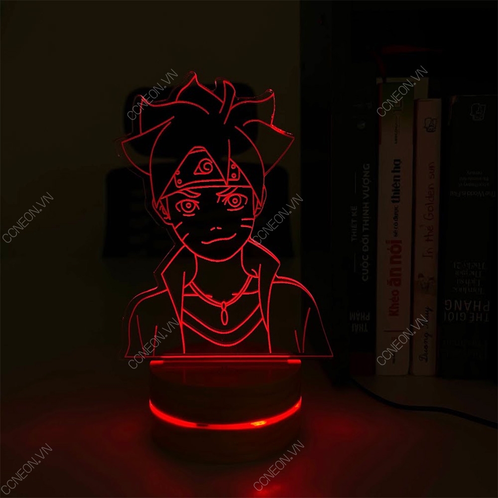 Đèn Led 3D Boruto - Naruto, Đèn Led 16 Màu Hình Nhân Vật Hoạt Hình, Đèn Ngủ Led 3d, Cảm Ứng , Điều Khiển Từ Xa