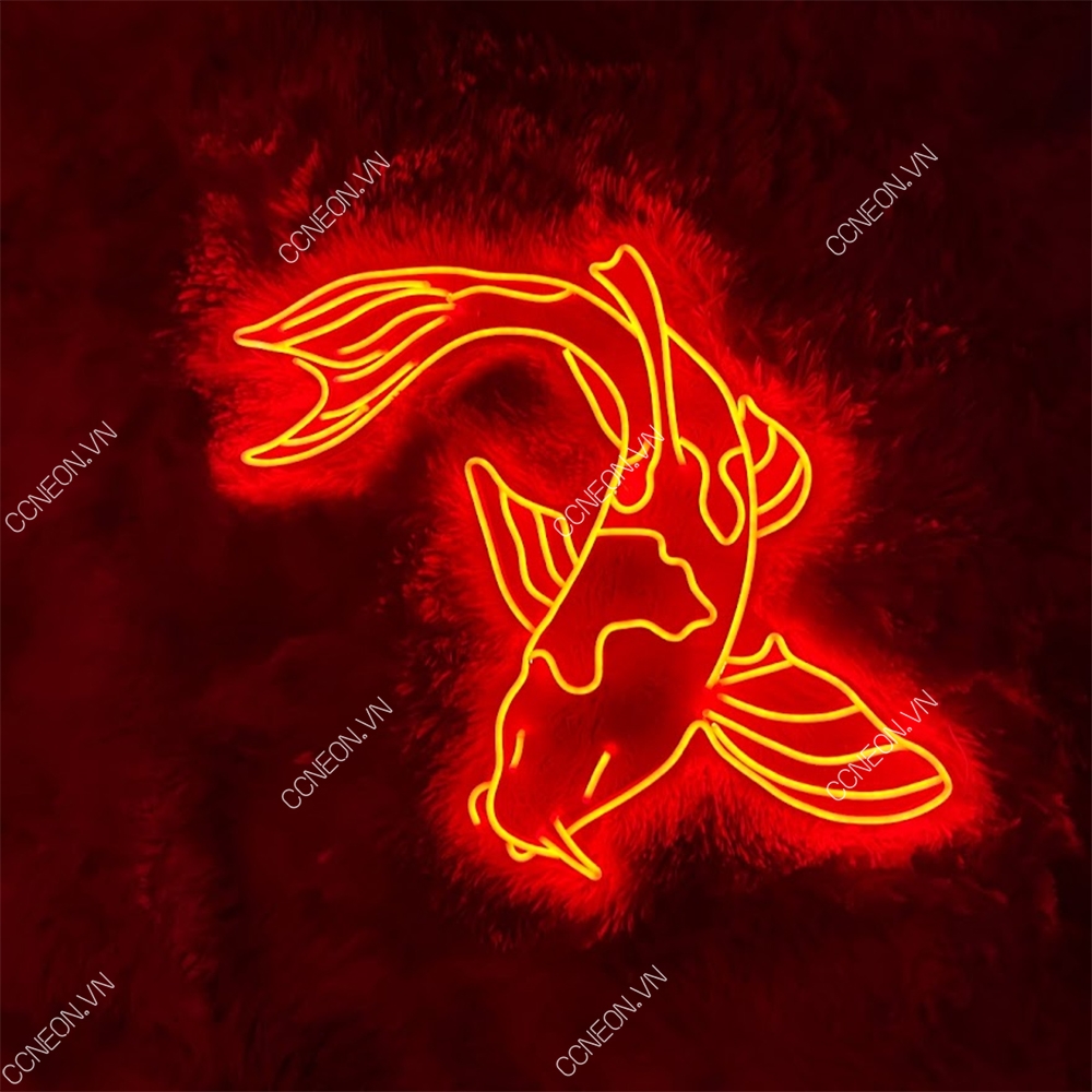 Đèn Trang Trí Led Neon Cá Koi - Đèn Led Neon Động Vật [ Kích thước 60 x 36 cm]