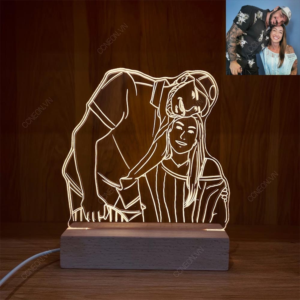 Đèn Led 3D Khắc Hình Theo Yêu Cầu -  Đèn Led 7 Màu, Đèn Ngủ Led 3d