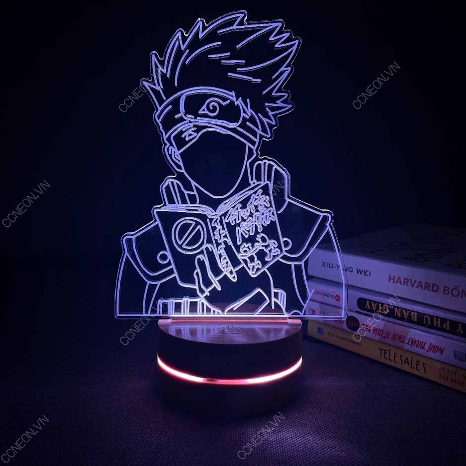 Đèn Led 3D Kakashi - Naruto, Đèn Led 16 Màu Hình Nhân Vật Hoạt Hình, Đèn Ngủ Led 3d, Cảm Ứng , Điều Khiển Từ Xa