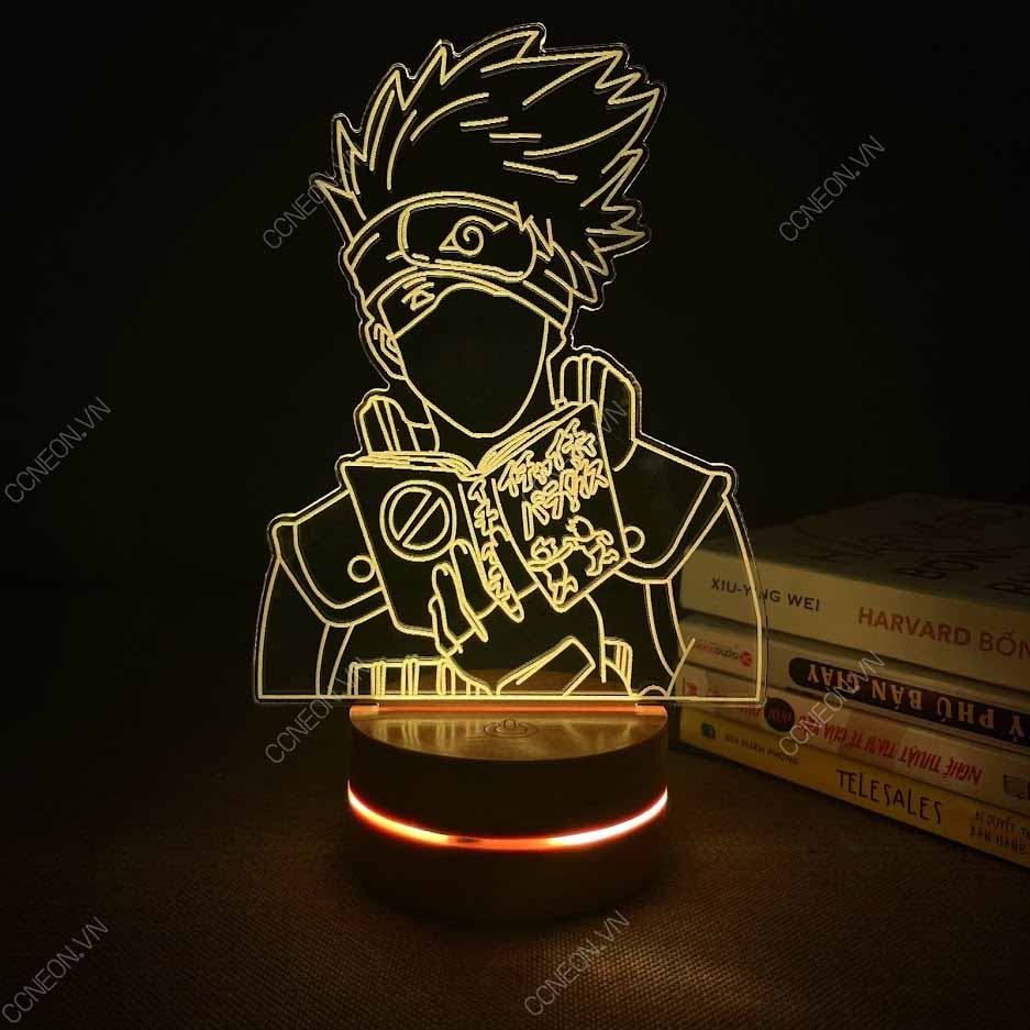 Đèn Led 3D Kakashi - Naruto, Đèn Led 16 Màu Hình Nhân Vật Hoạt Hình, Đèn Ngủ Led 3d, Cảm Ứng , Điều Khiển Từ Xa