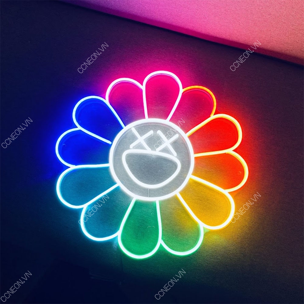 Đèn Trang Trí Led Neon Hoa KaiKai Kiki Mắt Chữ X ( Kaws Flower )