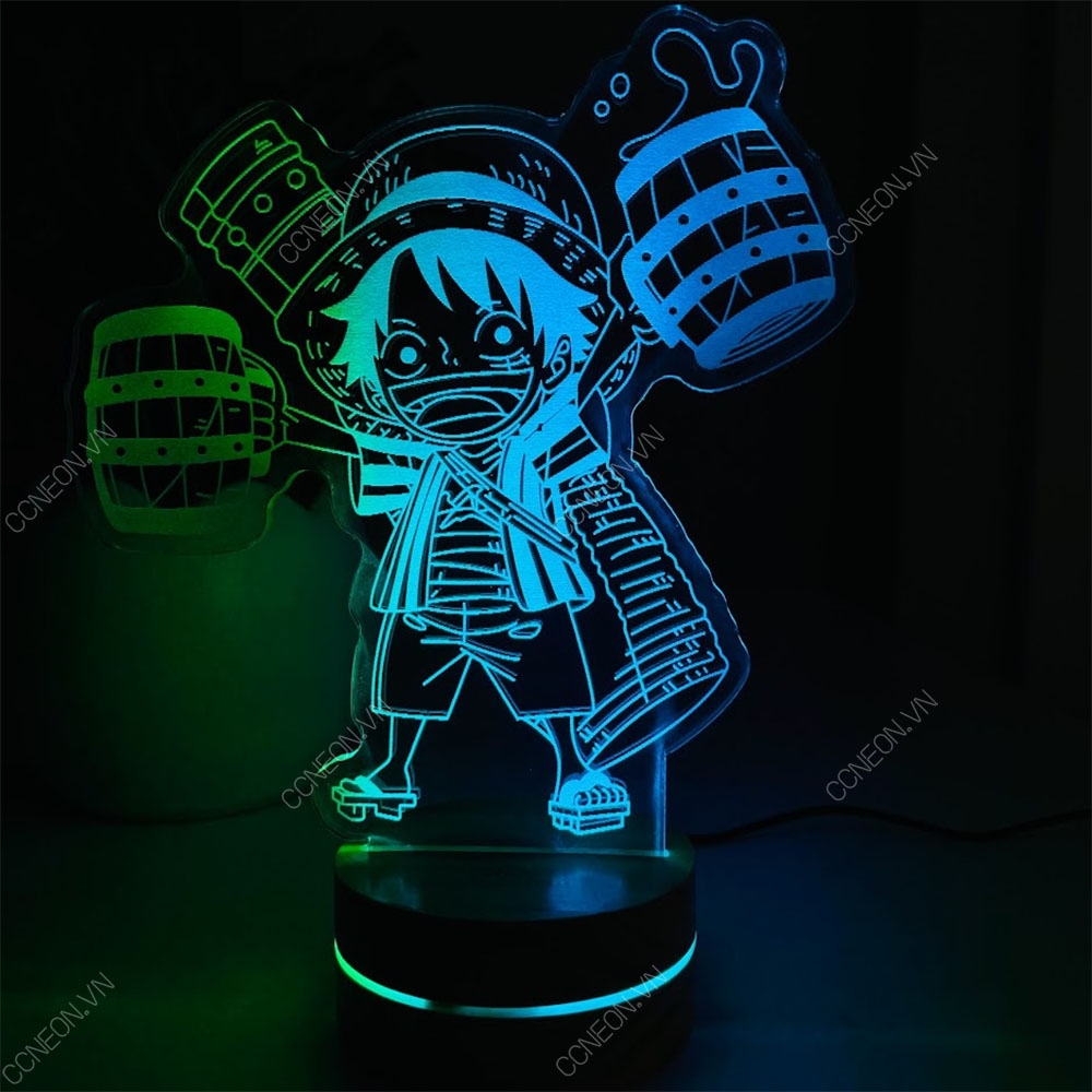 Đèn Led 3D Chibi Luffy - Onepiece - Led 16 Màu Hình Nhân Vật Hoạt Hình, Đèn Ngủ Led 3d, Cảm Ứng , Điều Khiển Từ Xa