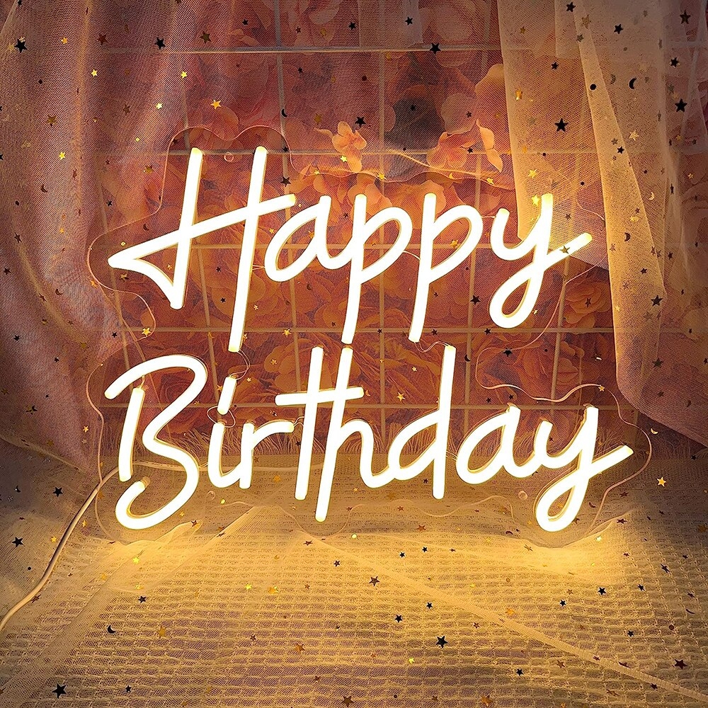Đèn Trang Trí Led Neon Happy Birthday Neon Mẫu Kích Thước 30x40 cm