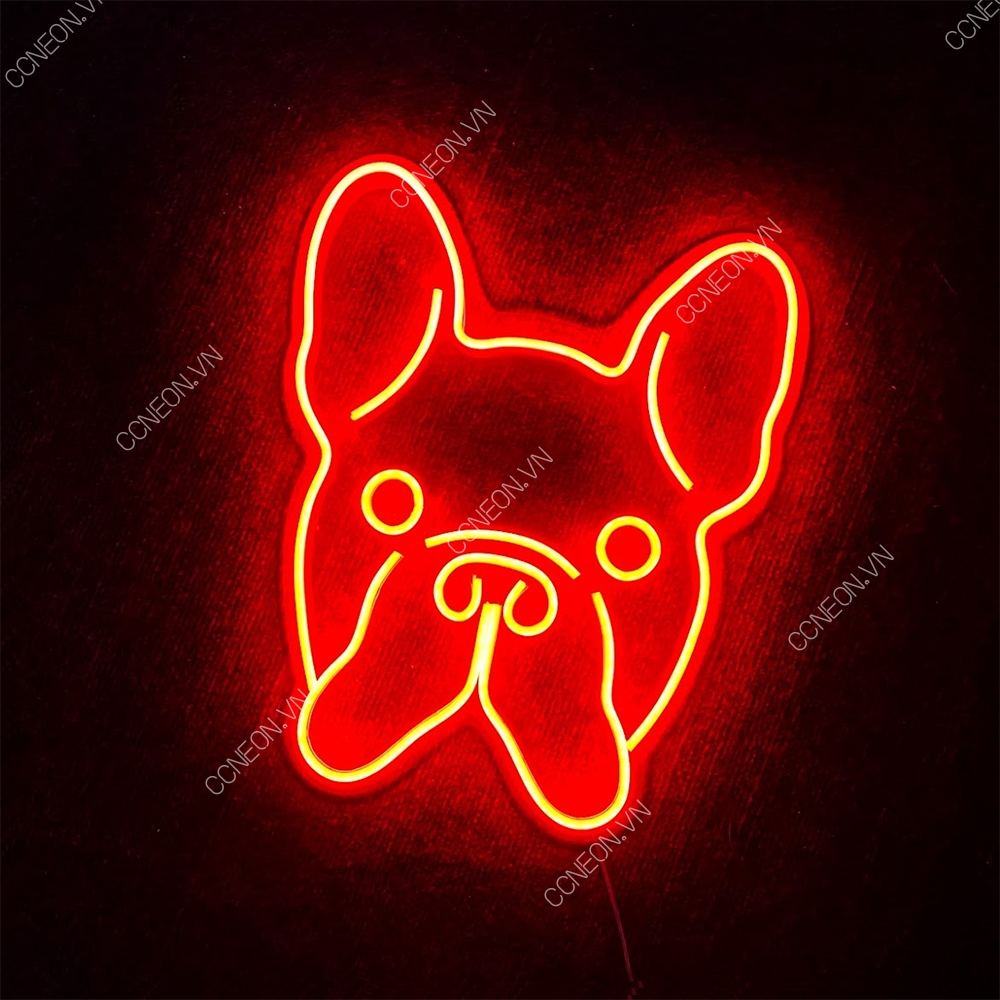 Đèn Trang Trí Led Neon Sign Theo Yêu Cầu - Đèn Led Neon Sign Hình Chó Mặt Xệ - Pug dog neon sign