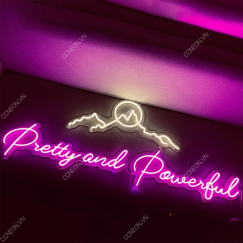 Đèn Trang Trí Led Neon Chữ Pretty and Powerful