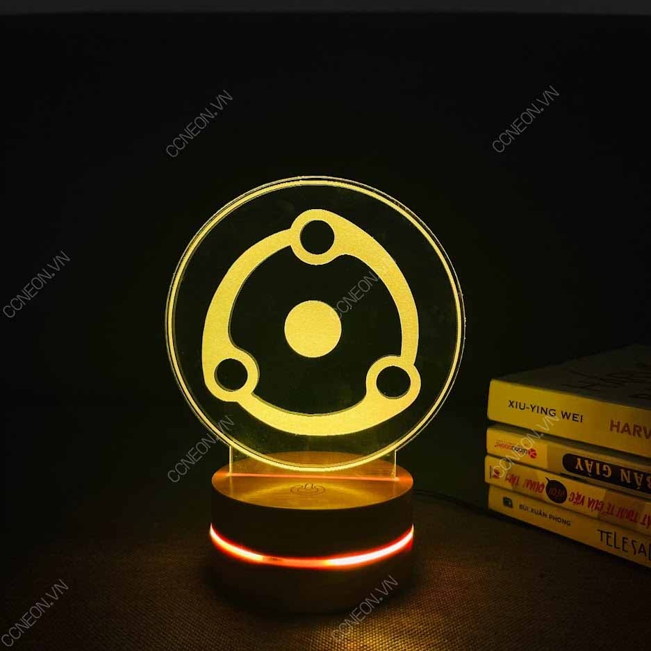 Đèn Led 3D  Sharingan V2- Naruto, Đèn Led 16 Màu Hình Nhân Vật Hoạt Hình, Đèn Ngủ Led 3d, Cảm Ứng , Điều Khiển Từ Xa
