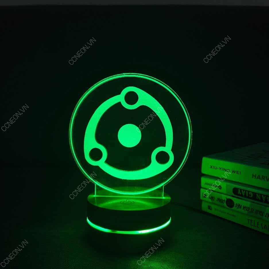 Đèn Led 3D  Sharingan V2- Naruto, Đèn Led 16 Màu Hình Nhân Vật Hoạt Hình, Đèn Ngủ Led 3d, Cảm Ứng , Điều Khiển Từ Xa