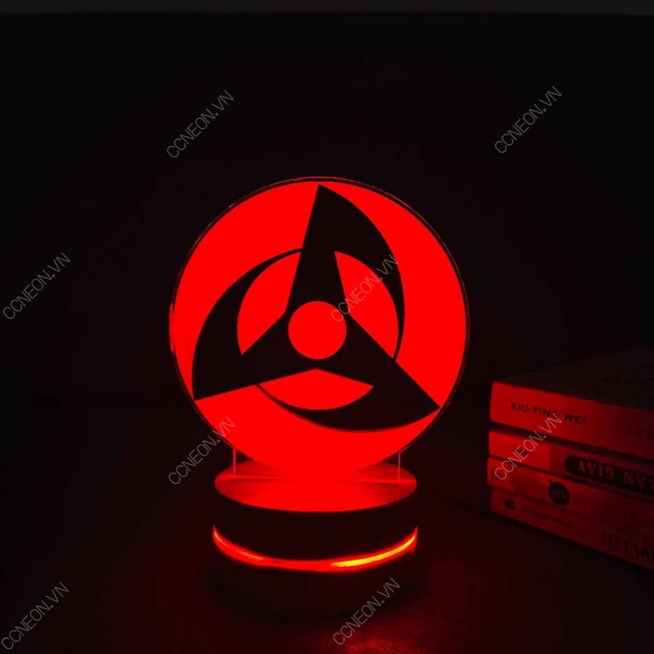 Đèn Led 3D  Sharingan V1- Naruto, Đèn Led 16 Màu Hình Nhân Vật Hoạt Hình, Đèn Ngủ Led 3d, Cảm Ứng , Điều Khiển Từ Xa
