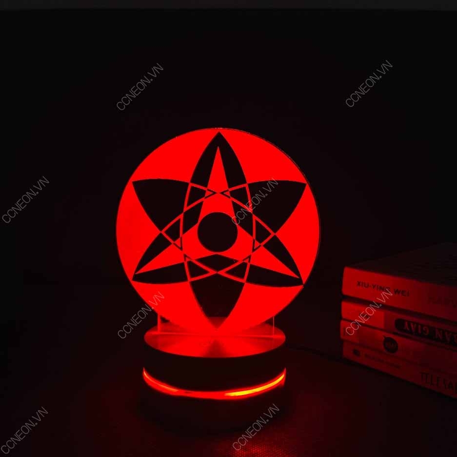 Đèn Led 3D  Sharingan V3- Naruto, Đèn Led 16 Màu Hình Nhân Vật Hoạt Hình, Đèn Ngủ Led 3d, Cảm Ứng , Điều Khiển Từ Xa