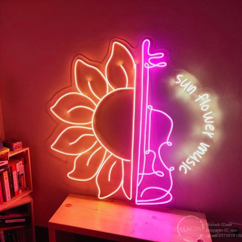 Đèn Led Neon Sign Sun Flower Music