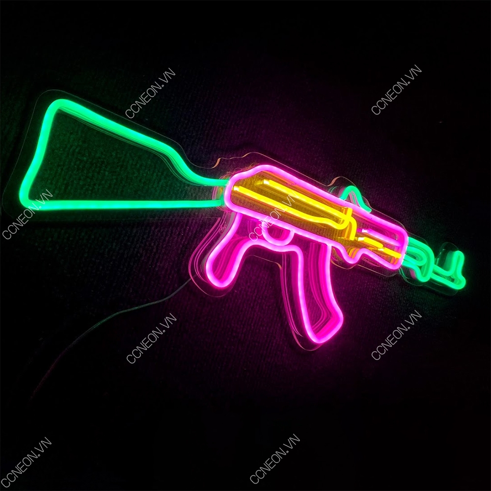 Đèn Trang Trí Phòng Led Neon Sign Súng AK [Kích thước 52x18cm]