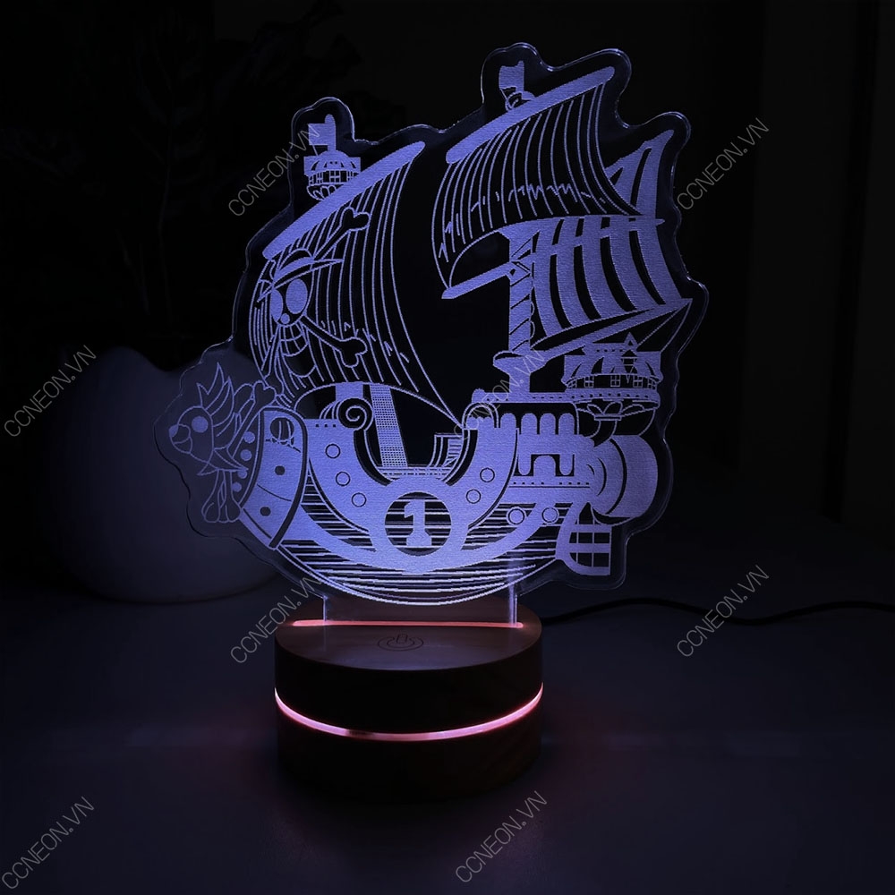 Đèn Led 3D Tàu Thousand Sunny - Đèn Led Onepiece - Đèn Led 16 Màu Hình Nhân Vật Hoạt Hình, Cảm Ứng , Điều Khiển Từ Xa