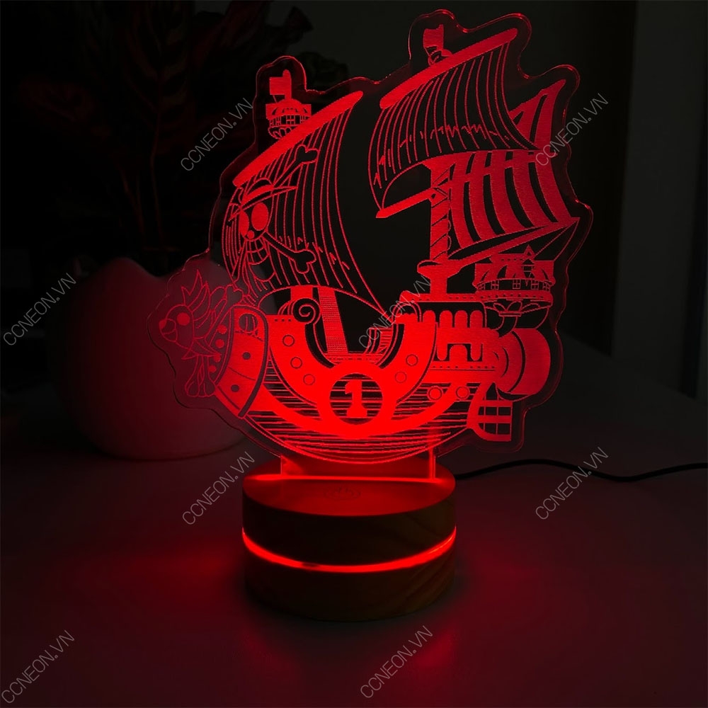 Đèn Led 3D Tàu Thousand Sunny - Đèn Led Onepiece - Đèn Led 16 Màu Hình Nhân Vật Hoạt Hình, Cảm Ứng , Điều Khiển Từ Xa