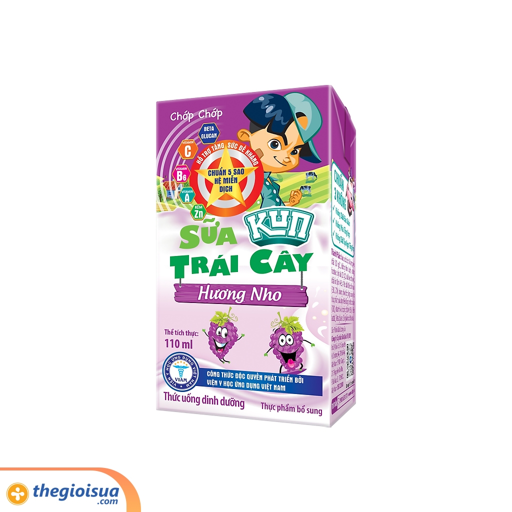 Sữa Kun Trái Cây Hương Nho Túi 110ml