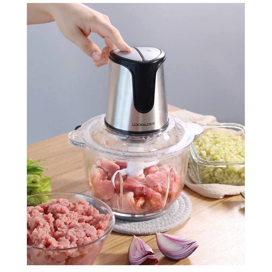 Máy xay thịt Lock&Lock EJM171 2 lít - Hàng chính hãng, 4 lưỡi dao, cối thủy tinh cao cấp, 2 cấp độ xay - JoyMall