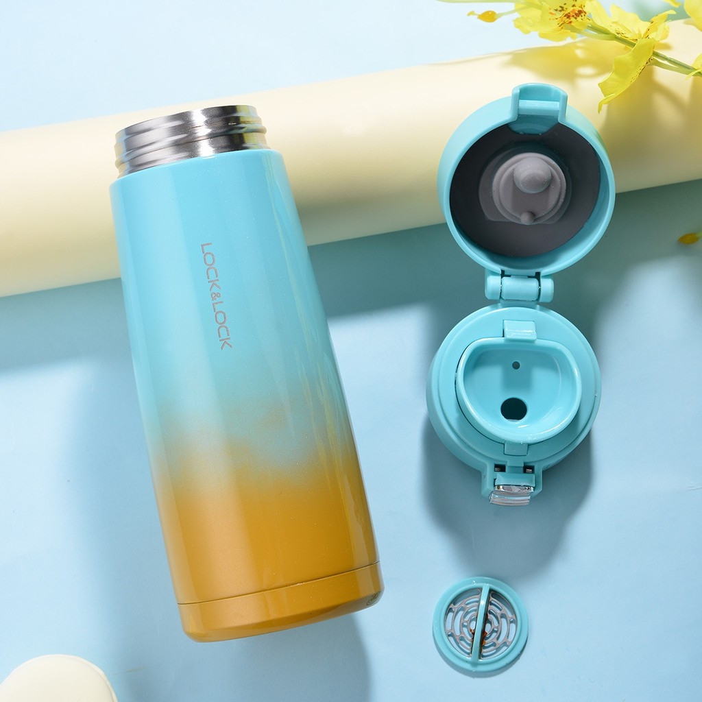 Bình giữ nhiệt Lock&Lock 450ml LHC3245 Holiday Sunset I.d Tumbler - Hàng chính hãng, mở nắp 1 chạm - JoyMall