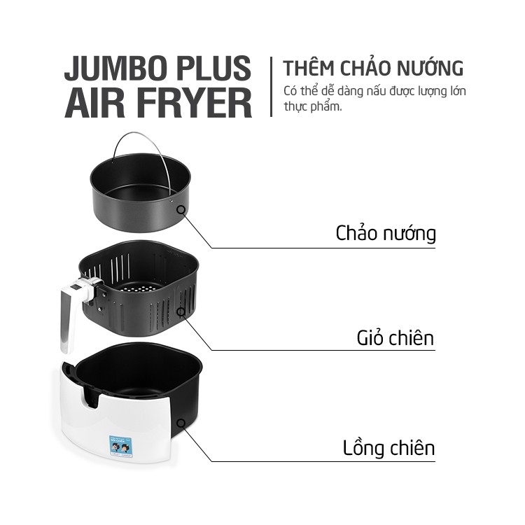 Nồi chiên không dầu Lock&Lock điện tử EJF357 5.2 Lít - Hàng chính hãng, tặng kèm chảo nướng 1,7L - JoyMall