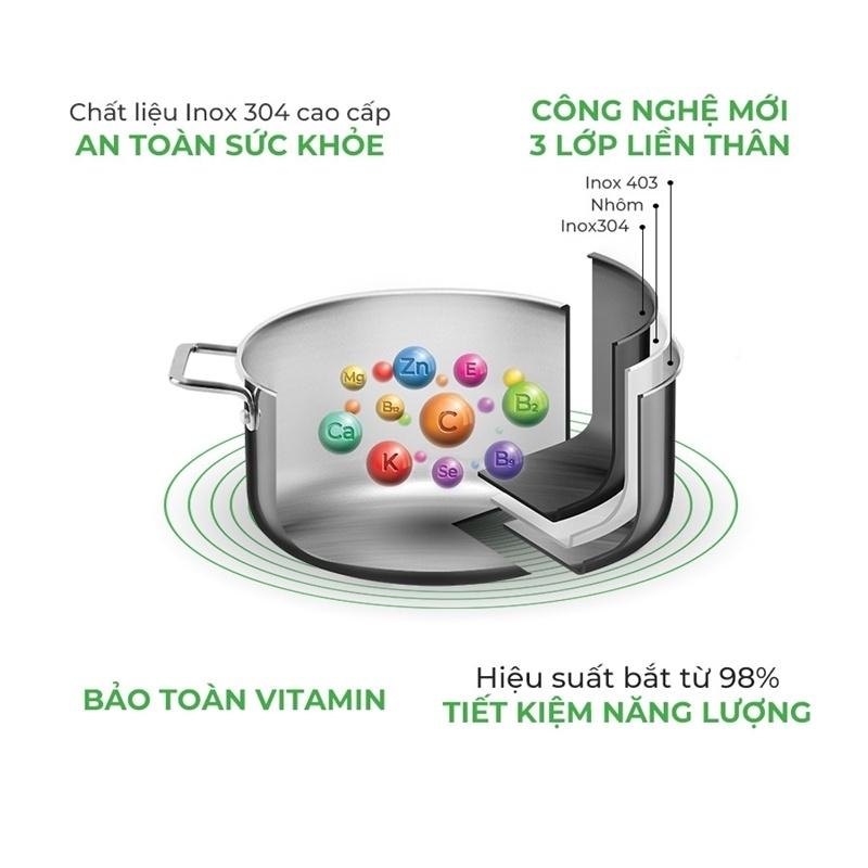 Nồi inox liền khối Elmich Trimax XR EL-3841 size 20cm, Hàng chính hãng, dùng cho mọi loại bếp - JoyMall