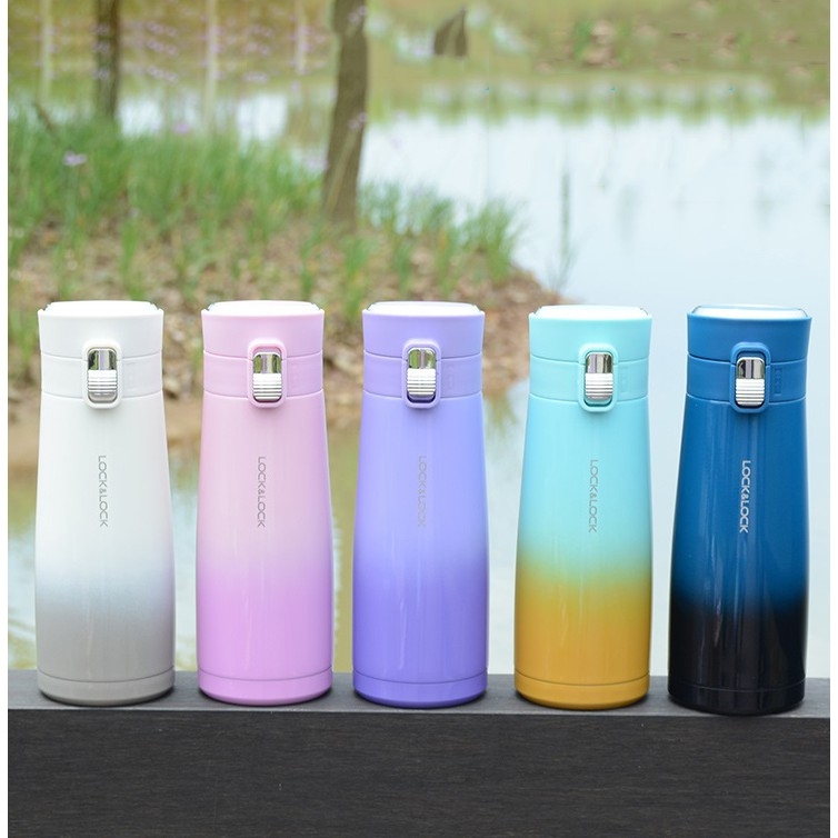 Bình giữ nhiệt Lock&Lock 450ml LHC3245 Holiday Sunset I.d Tumbler - Hàng chính hãng, mở nắp 1 chạm - JoyMall