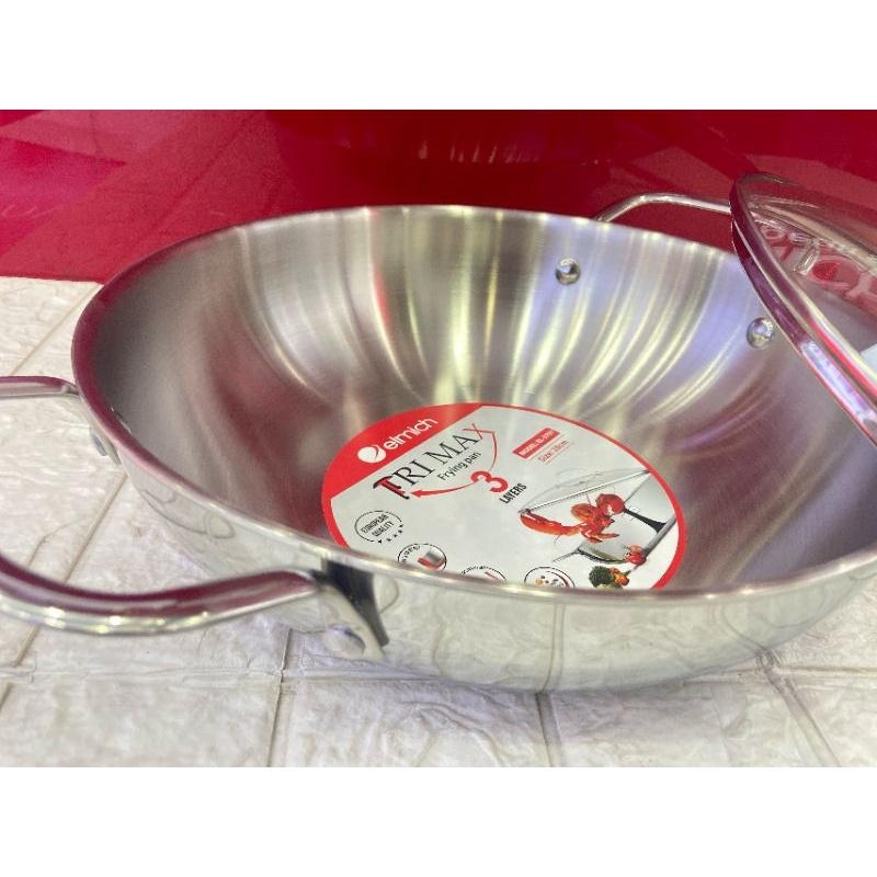 Chảo xào inox cao cấp 3 lớp đáy liền Elmich Trimax EL-3797, Hàng chính hãng, 28cm, Dùng cho mọi loại bếp - JoyMall