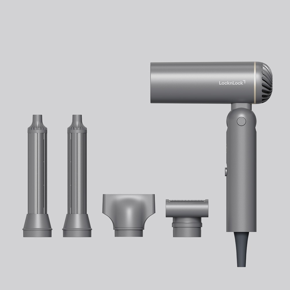 Máy Sấy Tạo Kiểu Tóc Gấp Gọn LocknLock ENA626GRY, Hàng Chính Hãng, Màu Xám, 1300W - JoyMall