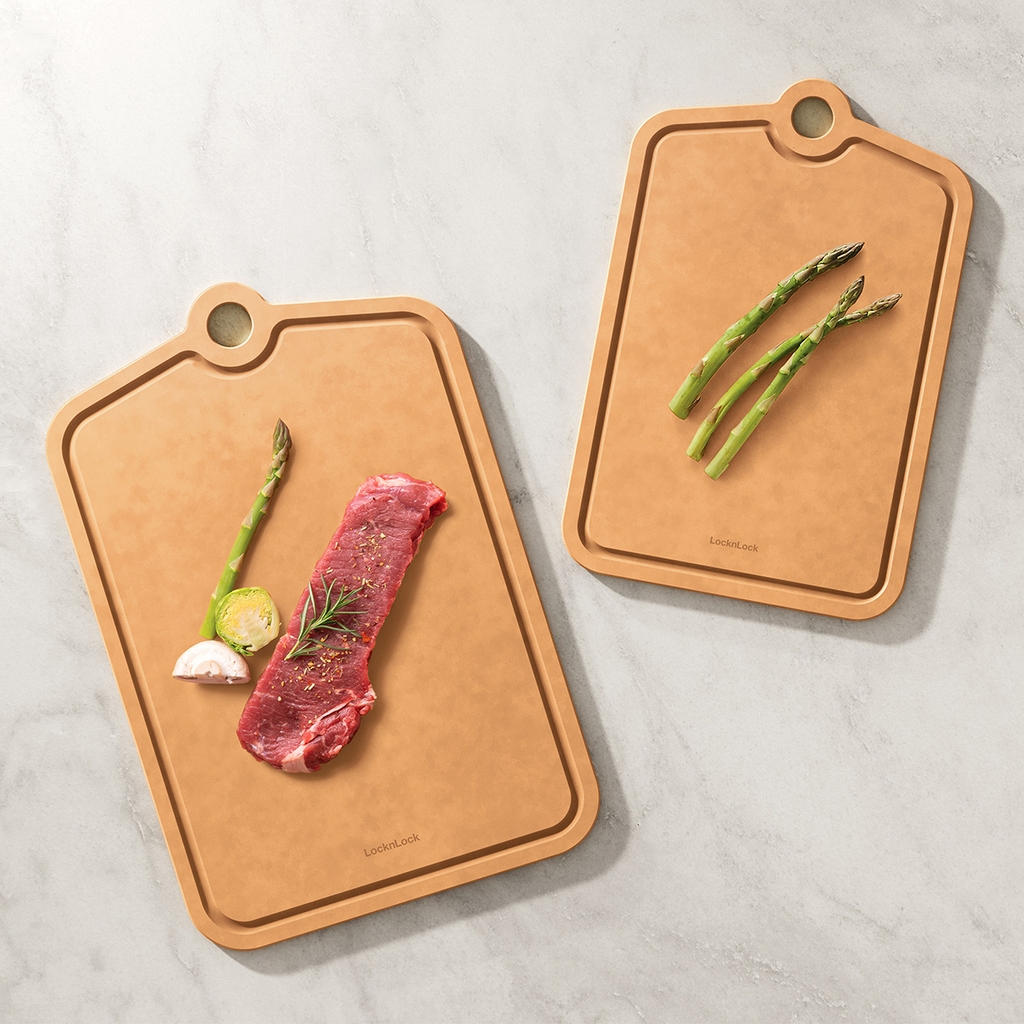 Thớt Sợi Gỗ LocknLock Wood Fiber Cutting Board, Hàng Chính Hãng, Chống Trượt, Rãnh Gom Nước- JoyMall
