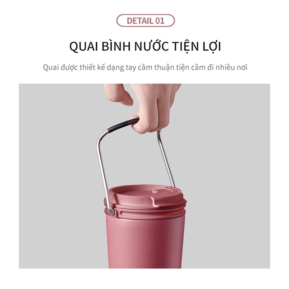 Ly giữ nhiệt Lock&Lock Bucket Tumbler LHC4269 540ml- Hàng chính hãng thép không gỉ quai xách tiện lợi- JoyMall
