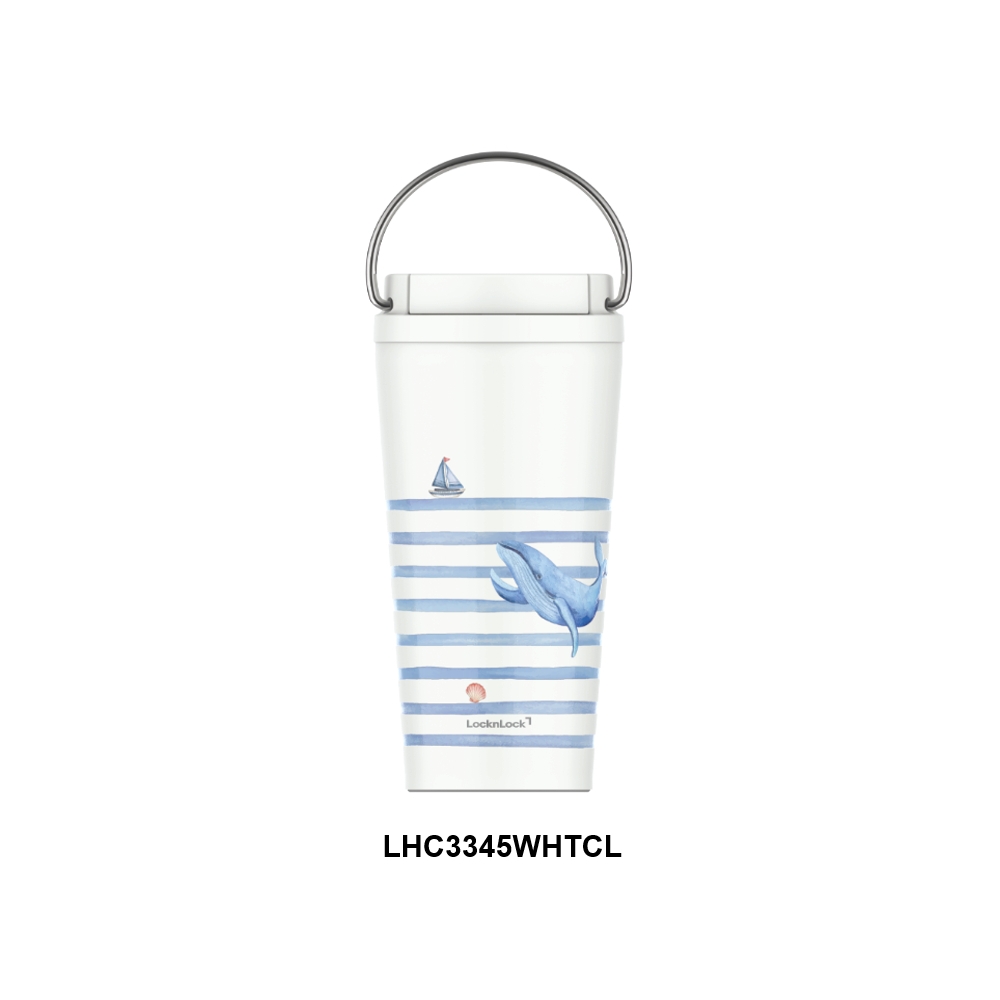 Ly Giữ Nhiệt LocknLock Bucket One Touch LHC3345 550ml, Hàng Chính Hãng, Quai Xách Tiện Lợi - JoyMall