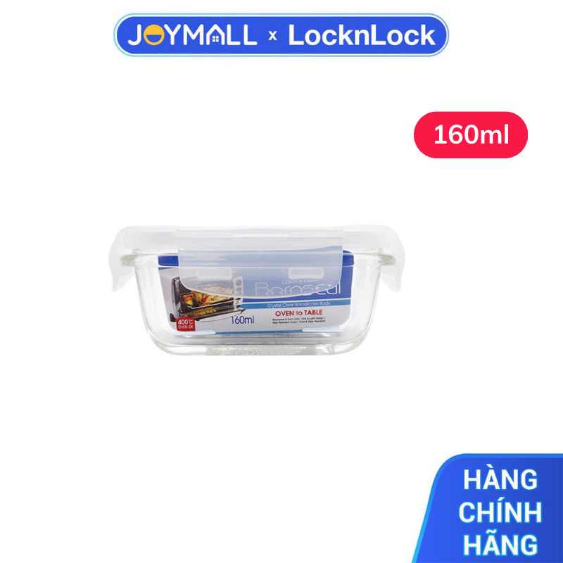 Hộp thủy tinh đựng thức ăn 160ml LocknLock LLG413, Hàng chính hãng, nắp đậy kín, dùng được lò vi sóng - JoyMall