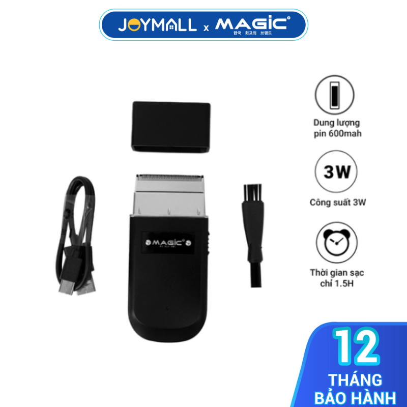 Máy cạo râu Magic B-62 3W, Hàng chính hãng, tiết diện lưỡi dao dài, đầu sạc type C, đi kèm cọ vệ sinh - JoyMall