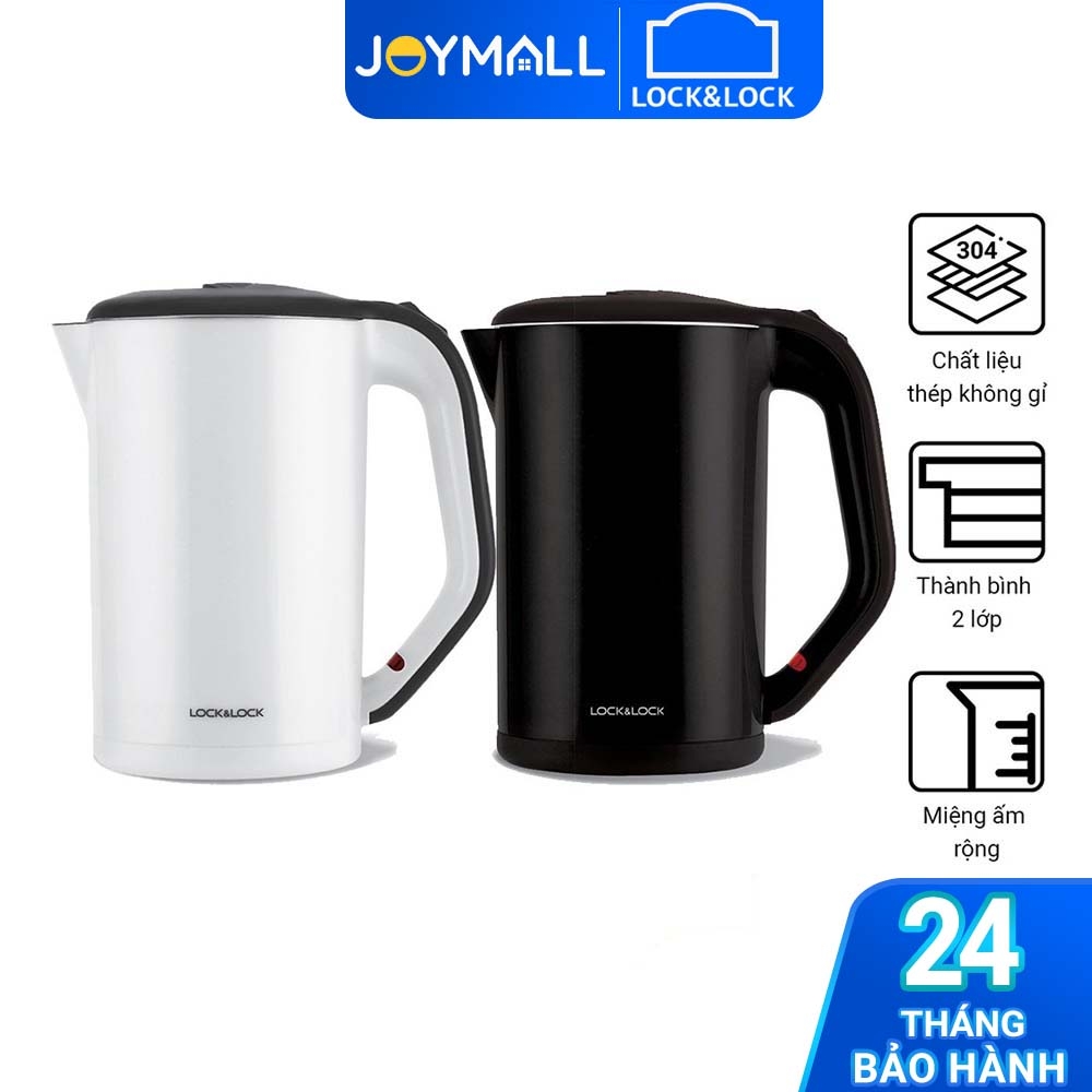Ấm đun siêu tốc Lock&Lock 2 Lớp EJK738 1.7L - Hàng chính hãng, bảo hành 12 tháng, tự động ngắt khi sôi - JoyMall
