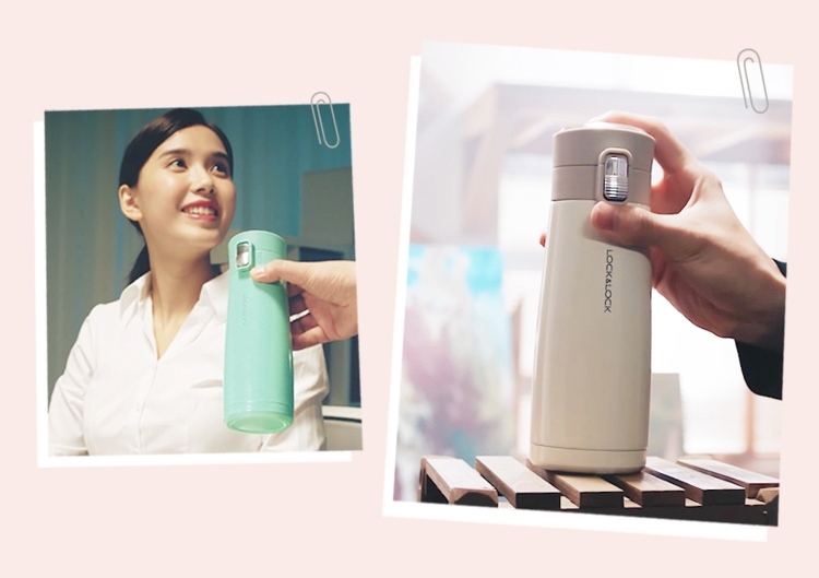 Bình giữ nhiệt Lock&Lock 450ml LHC3245 Holiday Sunset I.d Tumbler - Hàng chính hãng, mở nắp 1 chạm - JoyMall